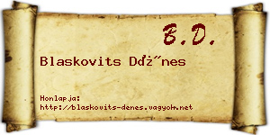 Blaskovits Dénes névjegykártya